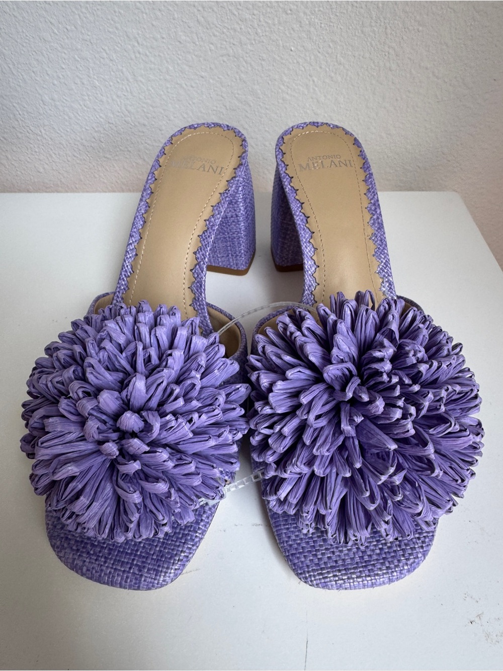 NWT Antonio Melani Glora Purple Raffia Flower Dress Sandals Sz 8,5 - Picture 7 of 10